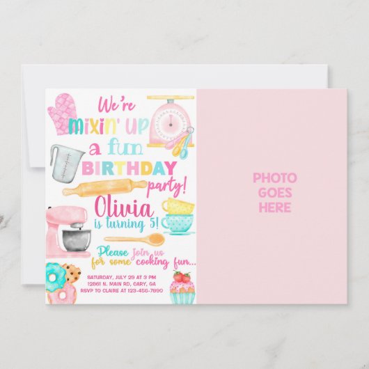 Foto zum Geburtstag von Mädchen/Backen Einladung (Vorderseite)