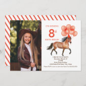 Foto zum Geburtstag von Pferden Einladung Rot (Vorne/Hinten)