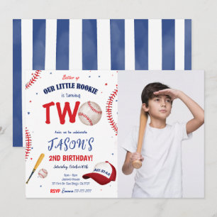 Foto zum Geburtstag von White & Red Baseball Einla Einladung