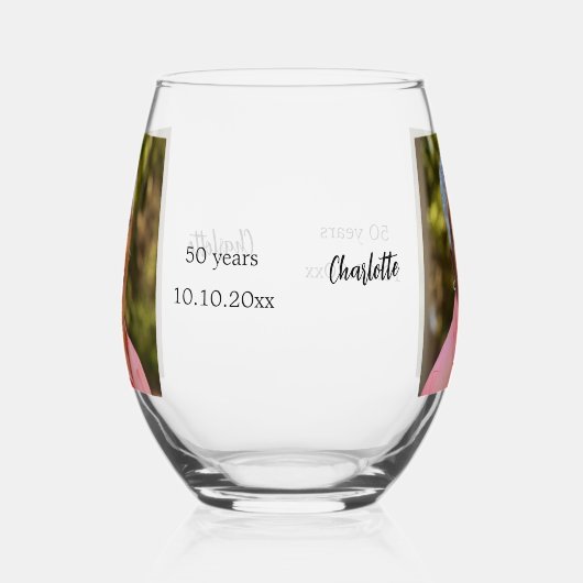 Foto zum Geburtstag Weinglas Ohne Stiel (Links)