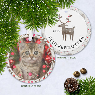 Foto zum Gedenken an Keepake Pet + Jahr w Rentier Ornament