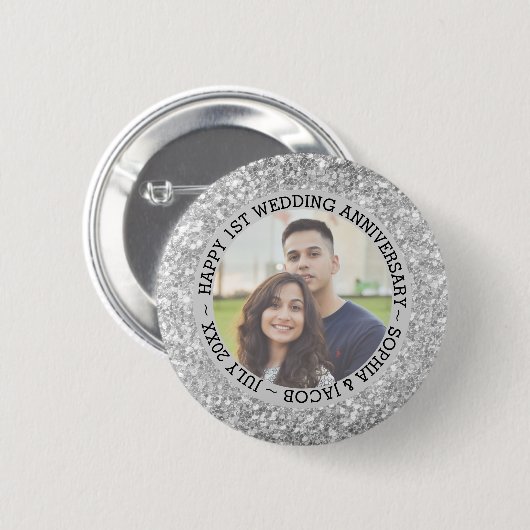 Foto zum Hochzeitstag Button (Vorne & Hinten)