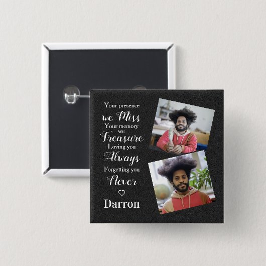 Foto zum personalisierten Gedächtnis des Beileids Button (Vorne & Hinten)