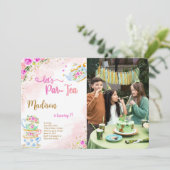 Foto zum Tee-Party "Gold & Pink" Einladung (Stehend Vorderseite)