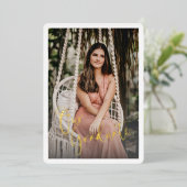 Foto zum Überlagern von Text in Gold-Script-Abschl Folieneinladung (Stehend vorne)