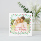 Foto zum Verlobten Weihnachtsfeiertag Einladung (Stehend Vorderseite)