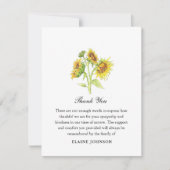 Foto zur Beerdigung der Sonnenblumen Dankeskarte (Vorderseite)