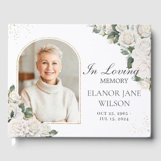 Foto zur Beerdigung des Blumenbildes von White Ros Gästebuch (Vorderseite)