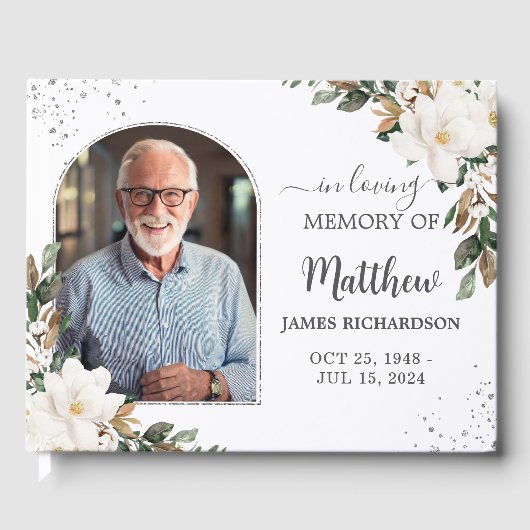 Foto zur Beerdigung des Blumengefalls der Weißen M Gästebuch (Vorderseite)