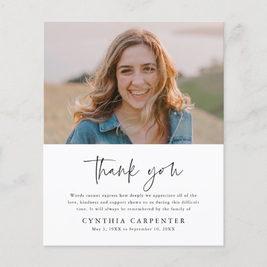 Foto zur Beerdigung des Haushalts Dankeschön-Karte (Vorderseite)