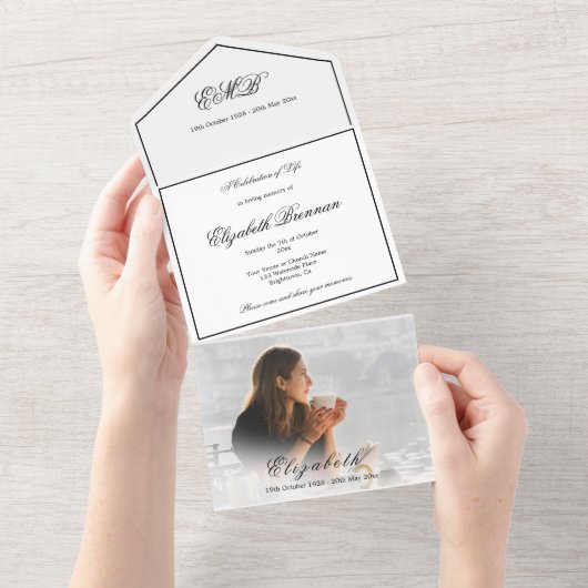 Foto zur Beerdigung Einfaches Elegantes All In One Einladung (Abreißen)