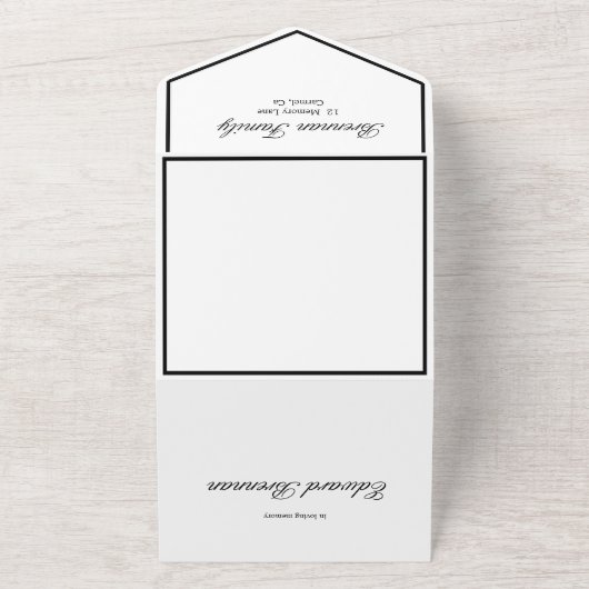 Foto zur Beerdigung Schwarz-Weiß-Einfach All In One Einladung (Außenbereich)