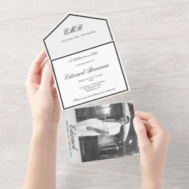 Foto zur Beerdigung Schwarz-Weiß-Einfach All In One Einladung