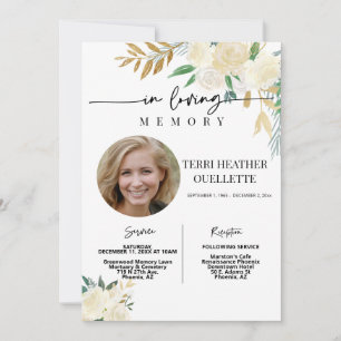 Foto zur Beerdigung von White-Gold-Floral-Beerdigu Einladung