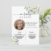 Foto zur Beerdigung von White Roses Boho Einladung (Stehend Vorderseite)