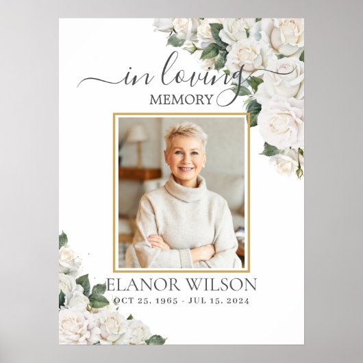 Foto zur Beerdigung von White Roses-Floral-Beerdig Poster (Vorne)