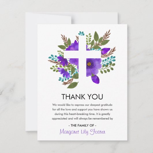 Foto zur Blumenbeerdigung Dankeskarte (Vorderseite)