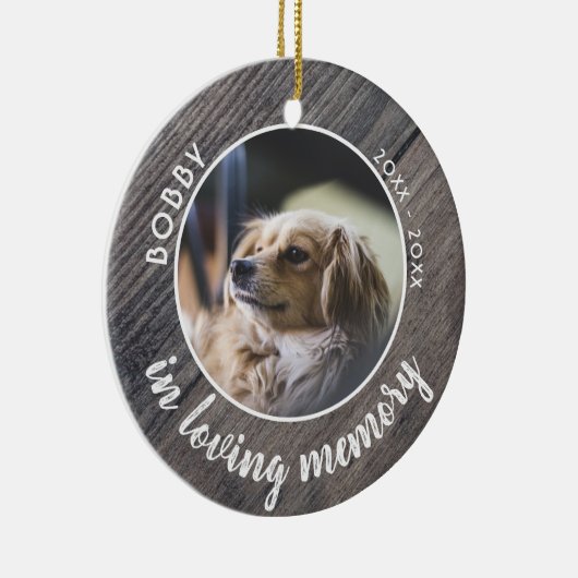 Foto zur Erinnerung an Haustiere Rustikaler Holzpf Keramik Ornament (Rechts)