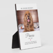 Foto zur Erinnerung an Pet-Memorial Fotoplatte (Seite)