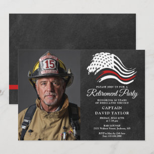 Foto zur Feuerwehr-Renteneinstandsfeier Dünne rote Einladung