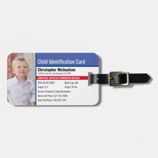 Foto zur Identifizierung von Kindern und Jugendlic Gepäckanhänger (Vorderseite horizontal)