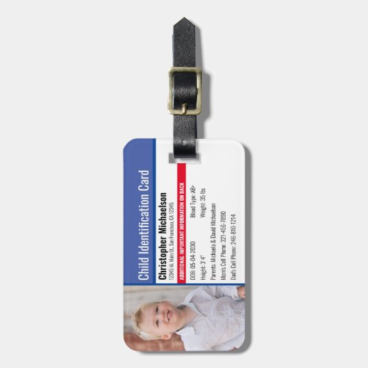 Foto zur Identifizierung von Kindern und Jugendlic Gepäckanhänger (Vorderseite vertikal)