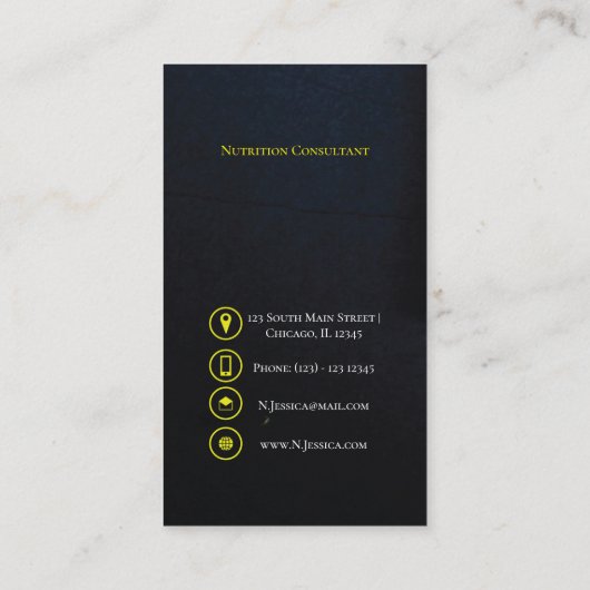 Foto zur Lebensmittelernährung Visitenkarte (Rückseite)