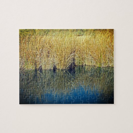 Foto zur Reflektion des Lake Grass mit blauem Wass Puzzle (Horizontal)
