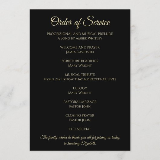 Foto zur Schwarzen Beerdigung oder Feier des Leben Programm (Rückseite)