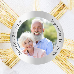 Foto zur silbernen Hochzeit Runder Aufkleber