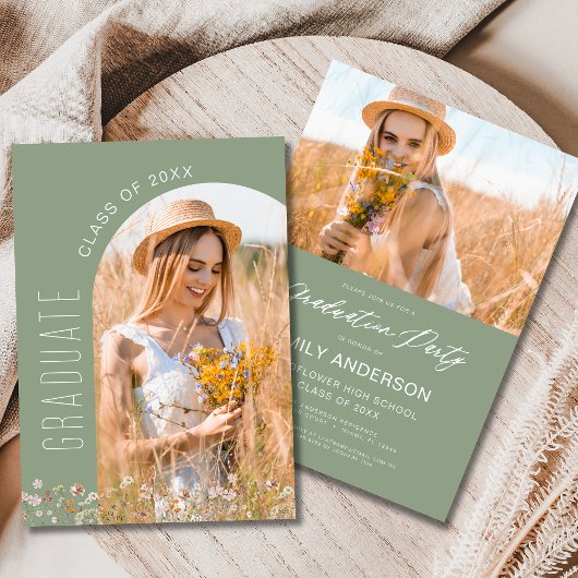 Foto zur Stufe der Stufe Grüne Wildblume Einladung