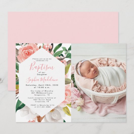 Foto zur Taufe des Blumenwaldes Einladung (Vorne/Hinten)