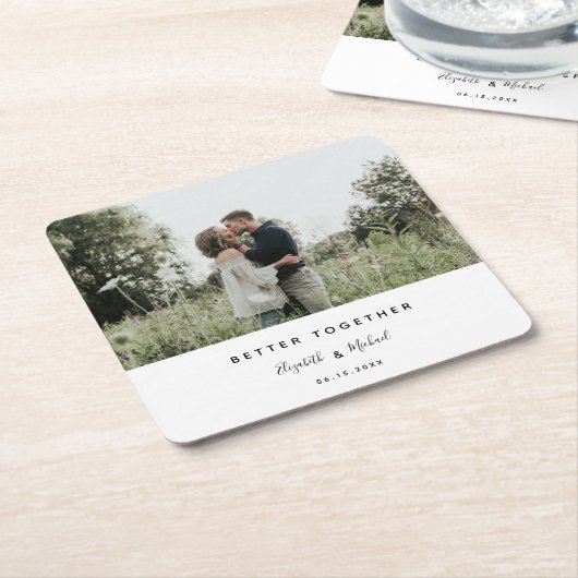 Foto zusammen Modernes, einfaches Skript Rechteckiger Pappuntersetzer (angewinkelt)