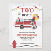 Foto Zwei: Motor zum Rettungsfeuer am 2. Geburtsta Einladung (Vorderseite)