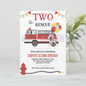 Foto Zwei: Motor zum Rettungsfeuer am 2. Geburtsta Einladung (Stehend Vorderseite)