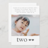 Foto Zweite Geburtstagsparty Herzeinladung Einladung (Vorne/Hinten)