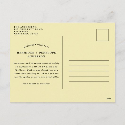 Foto-Zwillinge Feiertagspostkarte (Rückseite)