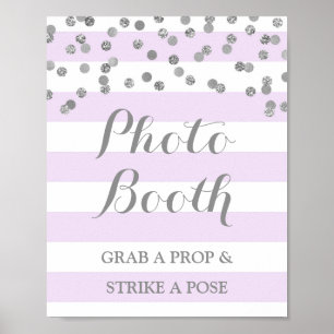 Fotoautomaten-Hochzeitsschild Lila Silber Konfetti Poster