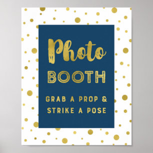 Fotoautomaten-Hochzeitsschild Navy Blau Gold Konfe Poster