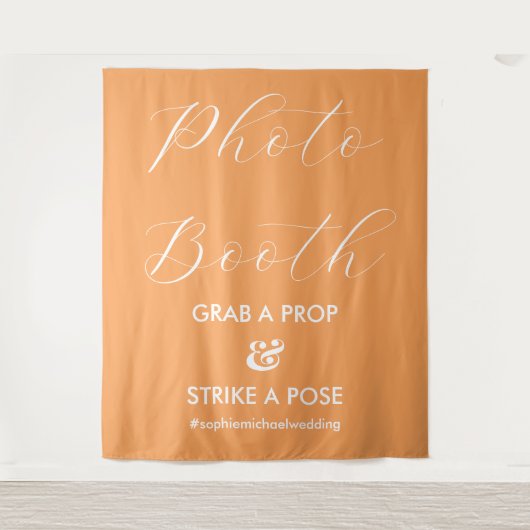 Fotobooth Orange Hochzeit im Herbst Sign Banner Wandteppich (Vorderseite)
