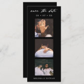 Fotobooth Strip Chic Black QR Save the Date (Vorne/Hinten)