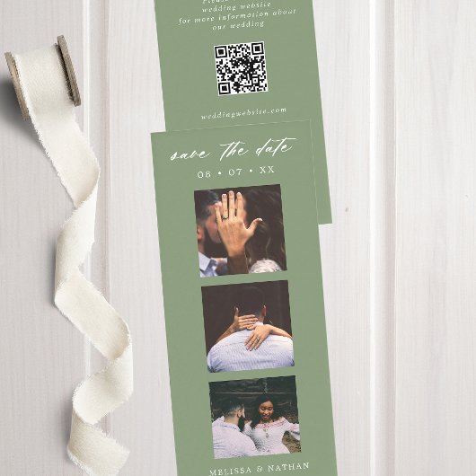 Fotobooth Strip QR Sage Wedding Save the Date