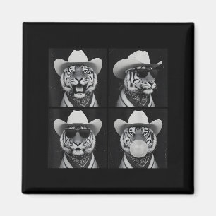 Fotobooth-Tiger-Selfie mit Cowboyhut-Sonnenbrille Magnet