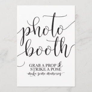 Fotobooth Wedding Sign - Grab a Prop Strip a Pose Einladung