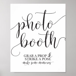 Fotobooth Wedding Sign - Grab a Prop Strip a Pose Poster