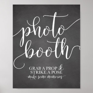 Fotobooth Wedding Sign - Grab a Prop Strip a Pose Poster
