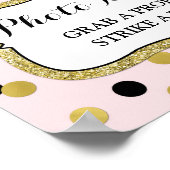 Fotobooth Wedding Sign Pink Black Gold Confetti Poster (Ecke)