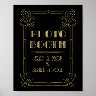 Fotobox Hochzeitsschild Gold Schwarz Art Deco Poster