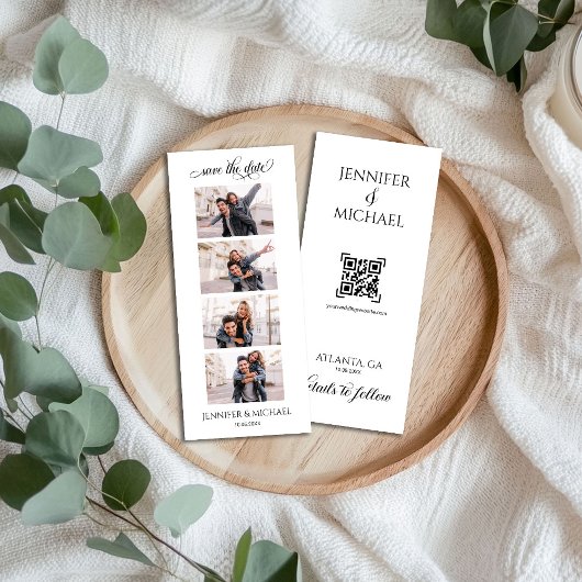 Fotobox Kalligrafie Schrift Foto mit QR-Code Save The Date