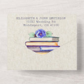 Fotobücher und Rose hinzufügen Wasserfarblavender All In One Einladung (Rückseite)